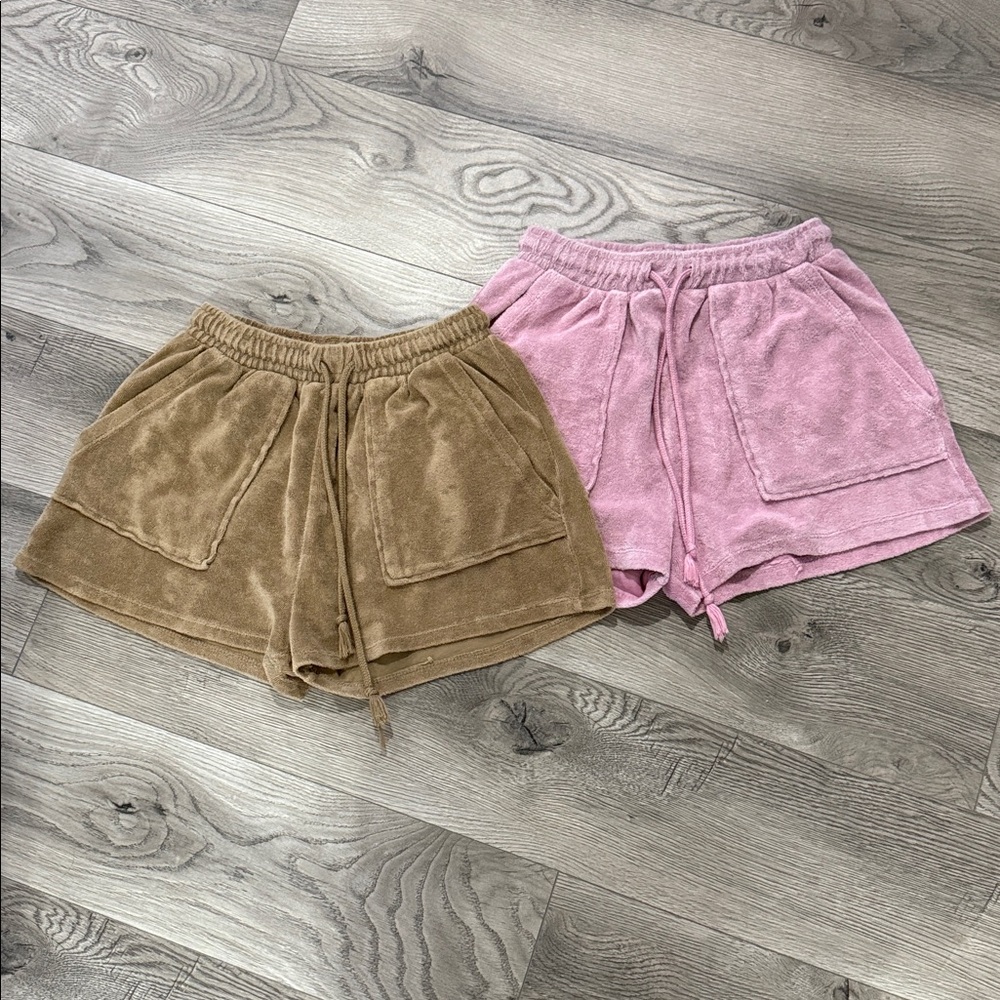 Zara terry‎ cloth shorts - 2 pairs - Size Small - tan and pink